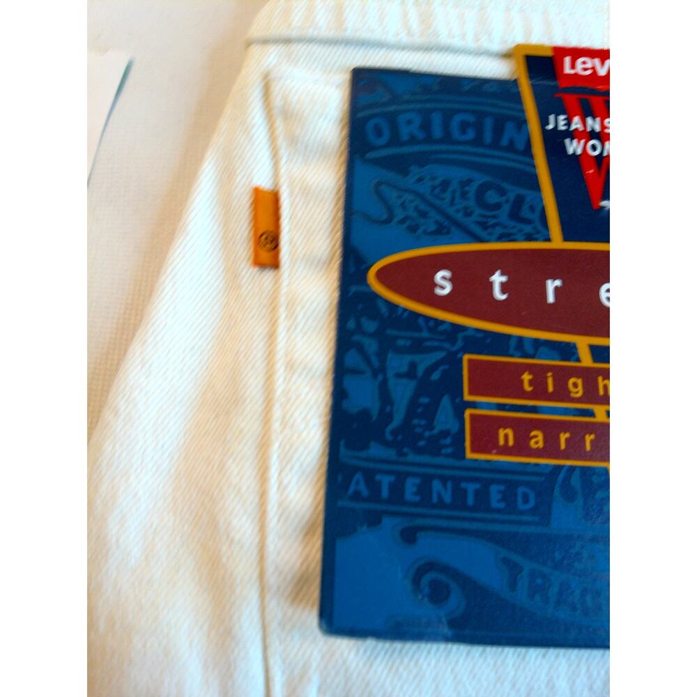 Vtg 90s Levi's 521 White Jeans Orange Tab High Rise Tight Fit Slim Leg 7 READ - Picture 11 of 16